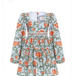 Agua by Agua Bendita Floral Dress in Orange and Blue